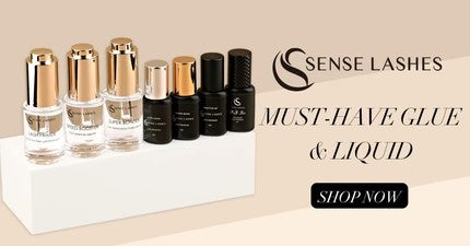 A collection of eyelash glue products from Sense Lashes