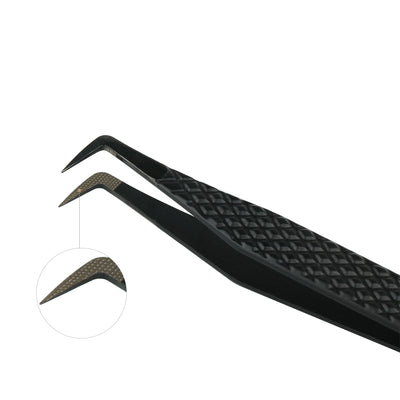 SLB-01 90°-Degree Fiber Tip Tweezers(Black) - SENSELASHES