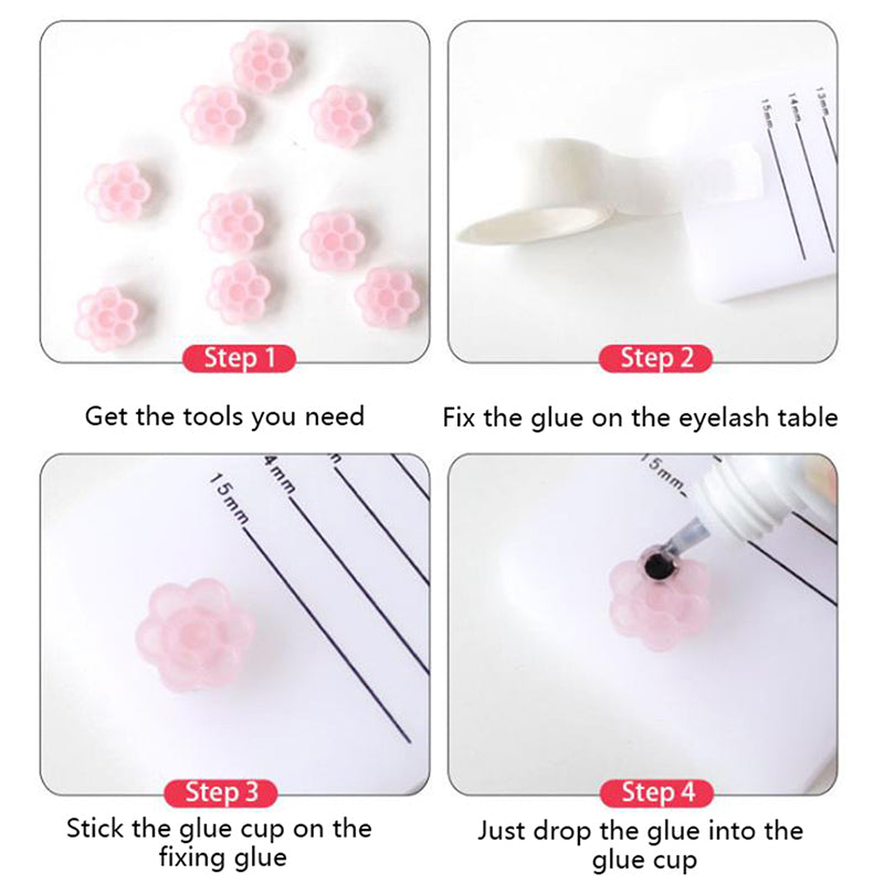 Flower-Shaped Glue Cup For Eyelash Extension (100pcs) - SENSELASHES
