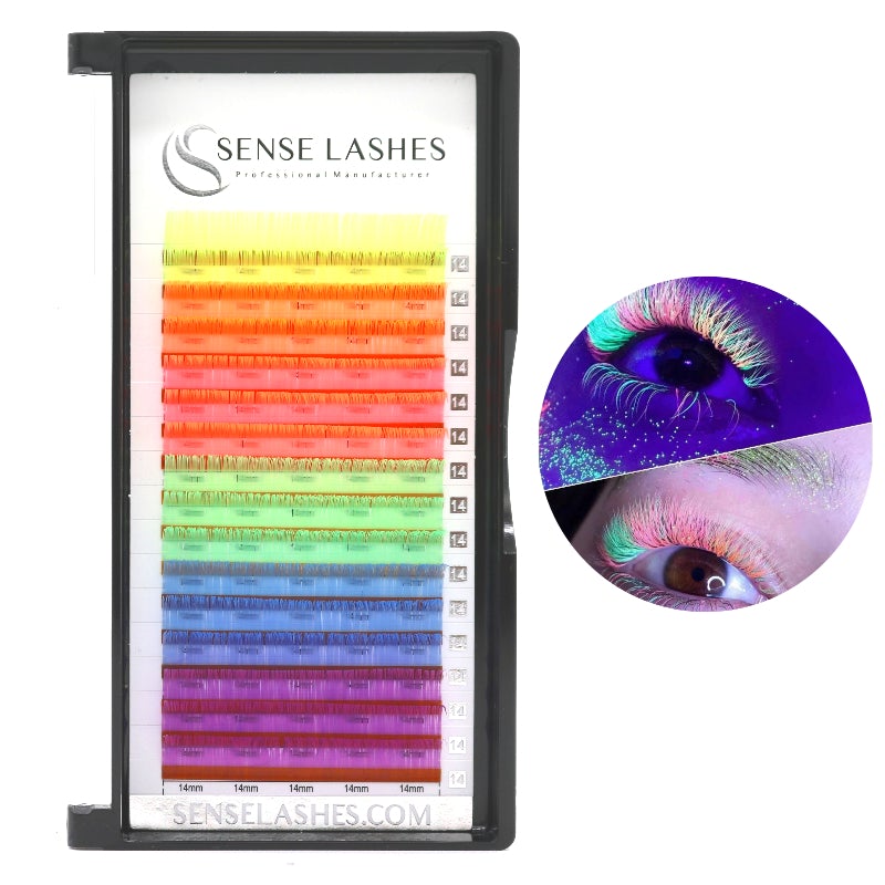 Wholesale Glow Fluorescent Colorful Lashes Extension 0.07mm